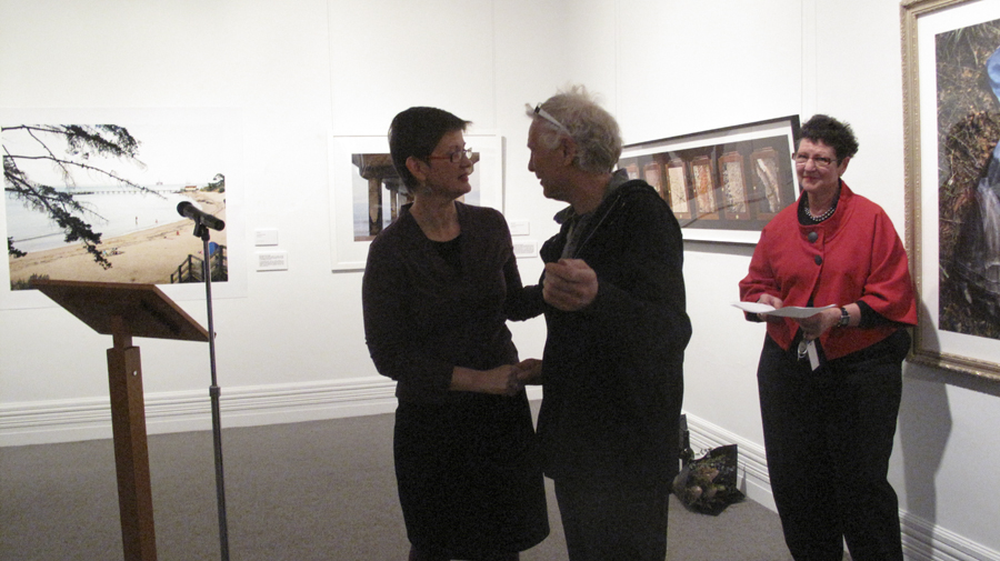 Lloyd Godman with Dr Isobel Crombie at the opening - Lloyd's Entropy - String 14 was one of two works slected by Isobel for purchase by the Albury Art Gallery for their collection.